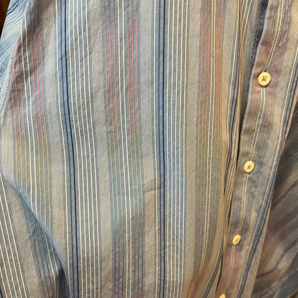 Men’s Tommy Bahama Button Down Blue with Rainbow Stripes Large - Picture 4 of 5